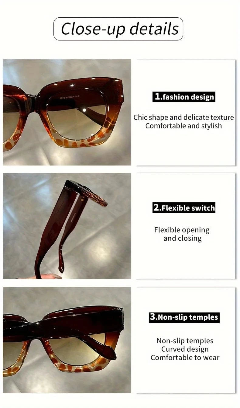 Chic Gradient Cat Eye Fashion Sunglasses for Women - Trendy Anti-Reflective Fashion Shades with Color Block Design,Beach & Party