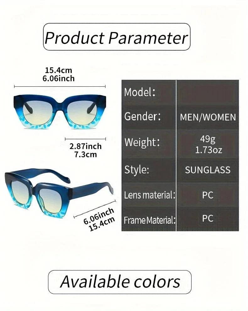 Chic Gradient Cat Eye Fashion Sunglasses for Women - Trendy Anti-Reflective Fashion Shades with Color Block Design,Beach & Party