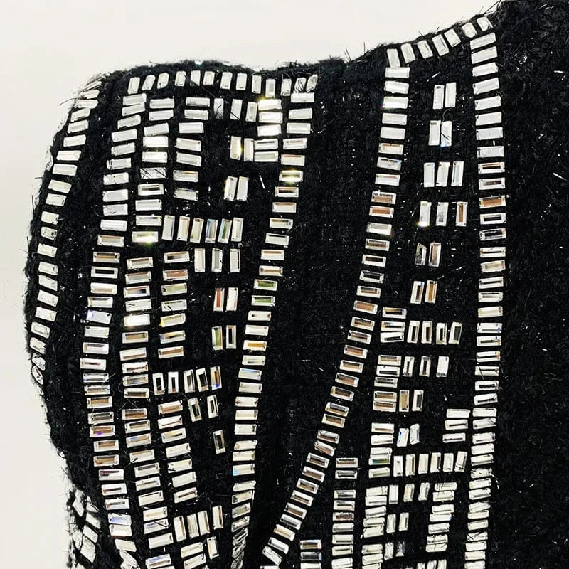 CHICEVER 2024 Winter High Quality Long Sleeve Patchwork Diamonds Jacket For Women