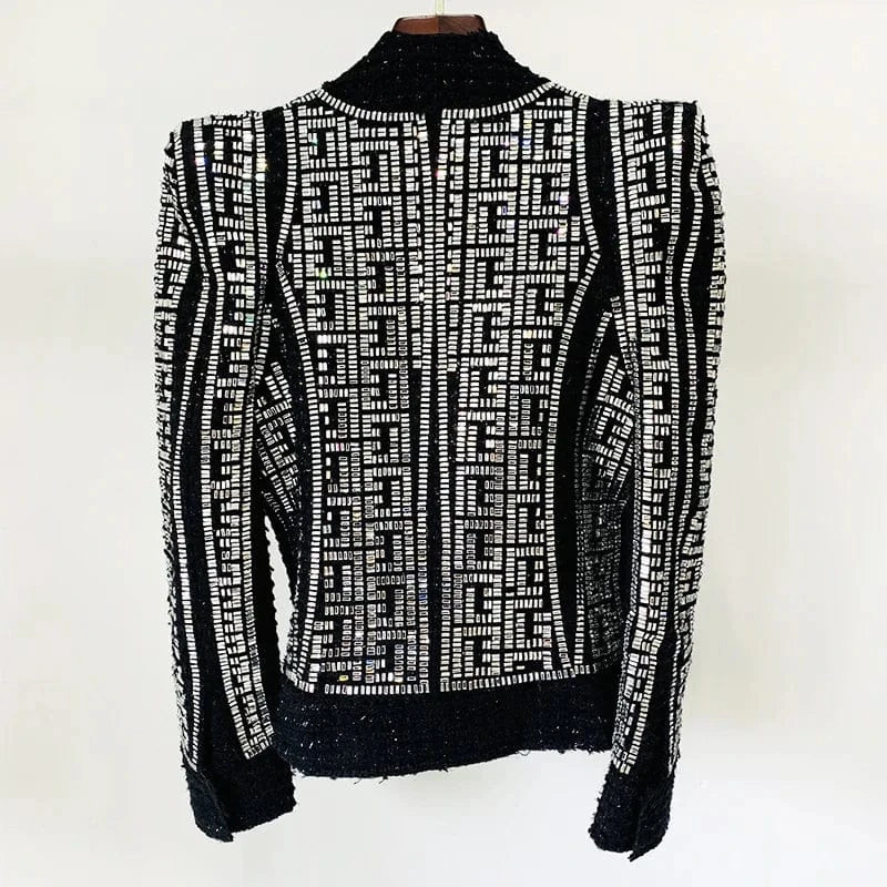 CHICEVER 2024 Winter High Quality Long Sleeve Patchwork Diamonds Jacket For Women