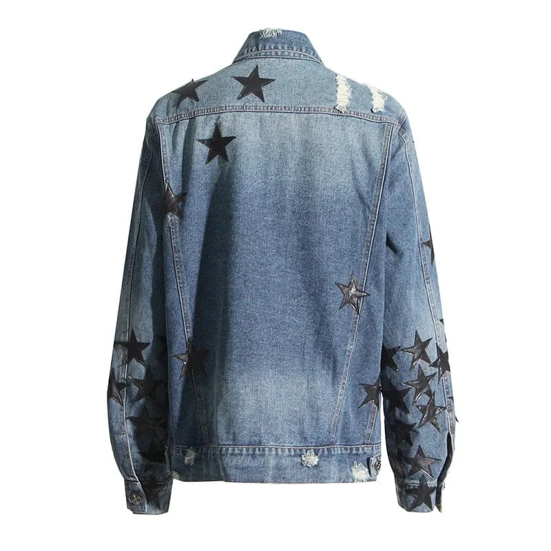 CHICEVER Casual Patchwork Button Lapel Long Sleeve Single Breasted Denim Jackets For Women 2024