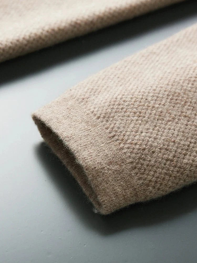 CHICUU Autumn Winter Men Cashmere Sweater Coat Basic V-neck Cardigan 100% Merino Wool Knitwear Smart Casual Jacket Korean Tops