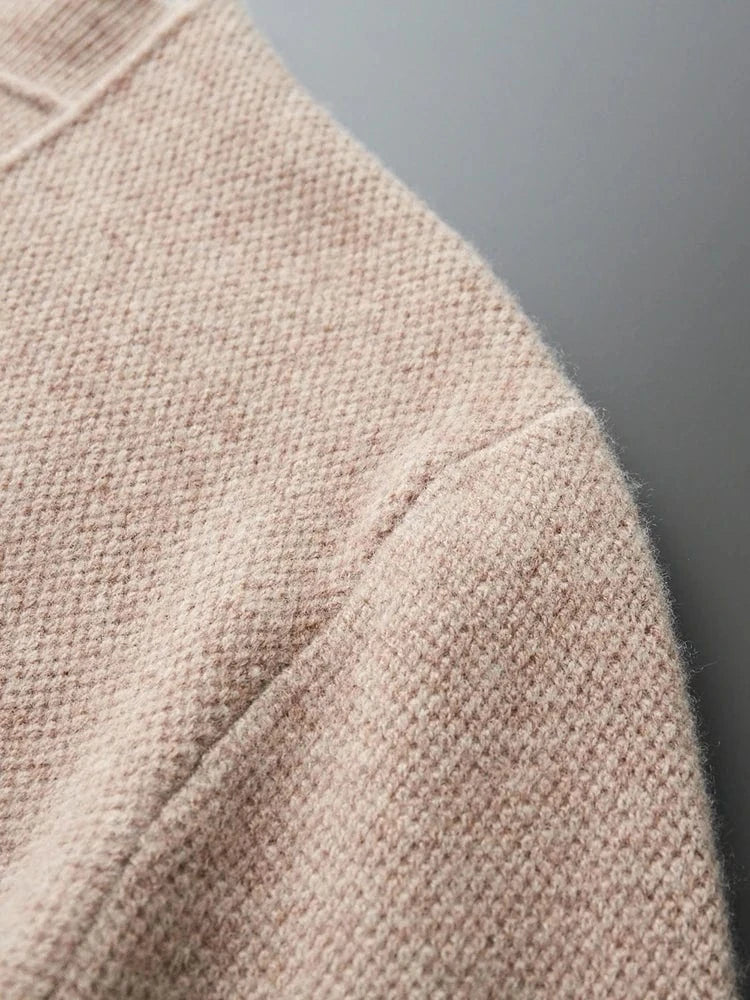 CHICUU Autumn Winter Men Cashmere Sweater Coat Basic V-neck Cardigan 100% Merino Wool Knitwear Smart Casual Jacket Korean Tops