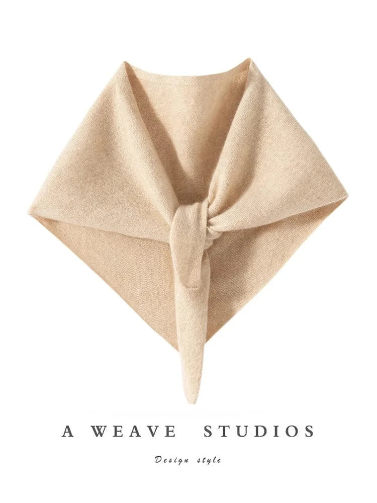 CHICUU Women 100% Cashmere Scarf Spring Autumn Triangular Scarf Cashmere Knitwear Luxury Grace Simple Style Scarf Pure Color