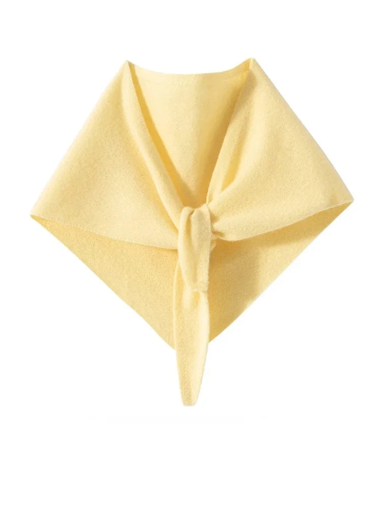 CHICUU Women 100% Cashmere Scarf Spring Autumn Triangular Scarf Cashmere Knitwear Luxury Grace Simple Style Scarf Pure Color