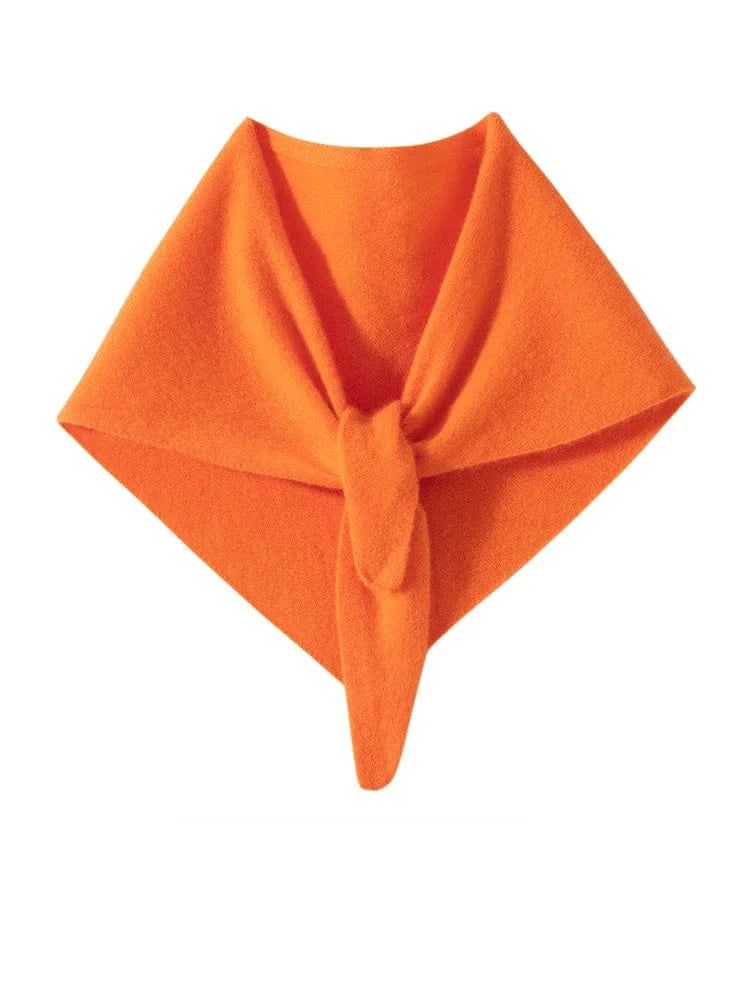 CHICUU Women 100% Cashmere Scarf Spring Autumn Triangular Scarf Cashmere Knitwear Luxury Grace Simple Style Scarf Pure Color