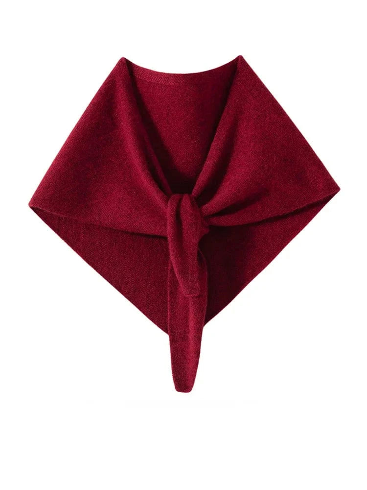 CHICUU Women 100% Cashmere Scarf Spring Autumn Triangular Scarf Cashmere Knitwear Luxury Grace Simple Style Scarf Pure Color