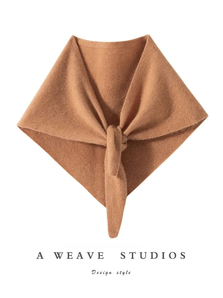 CHICUU Women 100% Cashmere Scarf Spring Autumn Triangular Scarf Cashmere Knitwear Luxury Grace Simple Style Scarf Pure Color