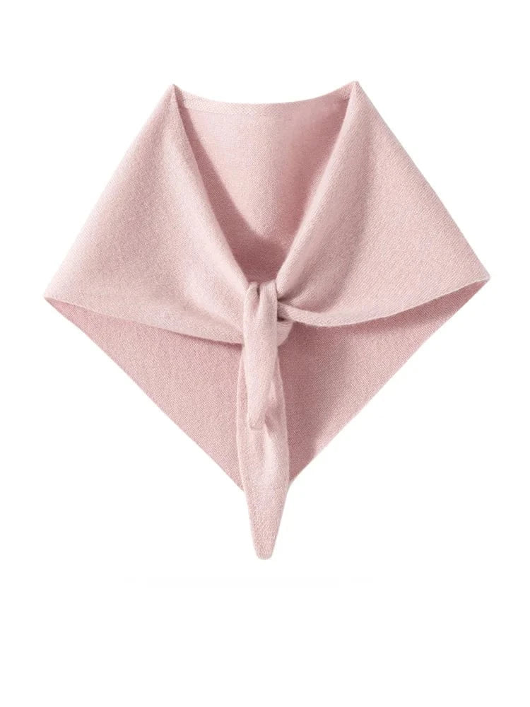 CHICUU Women 100% Cashmere Scarf Spring Autumn Triangular Scarf Cashmere Knitwear Luxury Grace Simple Style Scarf Pure Color
