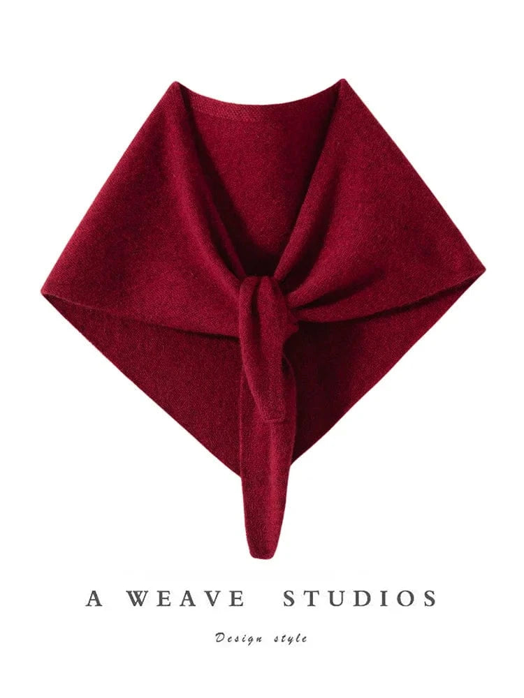 CHICUU Women 100% Cashmere Scarf Spring Autumn Triangular Scarf Cashmere Knitwear Luxury Grace Simple Style Scarf Pure Color
