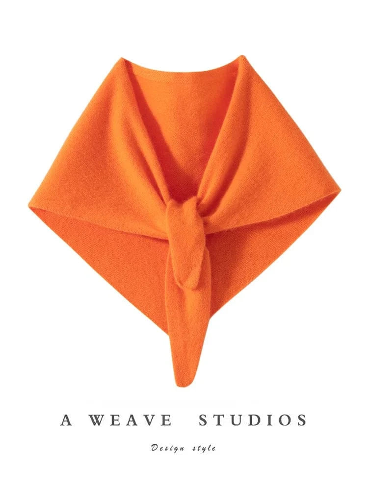 CHICUU Women 100% Cashmere Scarf Spring Autumn Triangular Scarf Cashmere Knitwear Luxury Grace Simple Style Scarf Pure Color