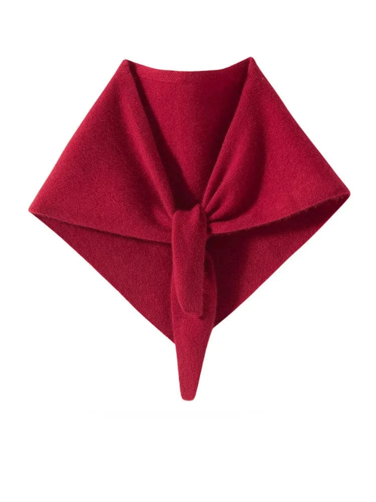CHICUU Women 100% Cashmere Scarf Spring Autumn Triangular Scarf Cashmere Knitwear Luxury Grace Simple Style Scarf Pure Color
