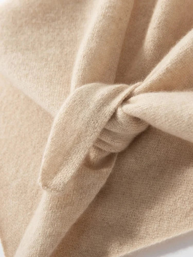 CHICUU Women 100% Cashmere Scarf Spring Autumn Triangular Scarf Cashmere Knitwear Luxury Grace Simple Style Scarf Pure Color