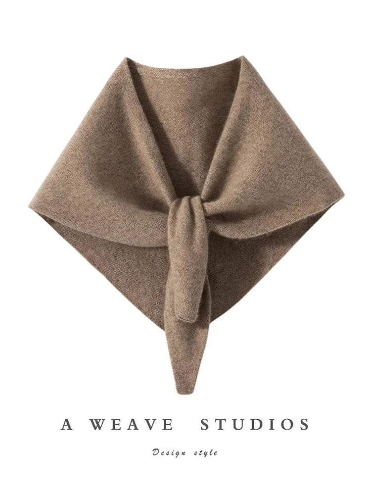 CHICUU Women 100% Cashmere Scarf Spring Autumn Triangular Scarf Cashmere Knitwear Luxury Grace Simple Style Scarf Pure Color