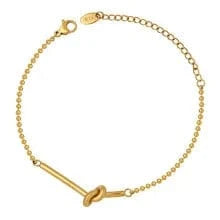 China Good Price Knotted Beads Bracelet Stainless Steel 18k Gold Plated Jewelry for Women
