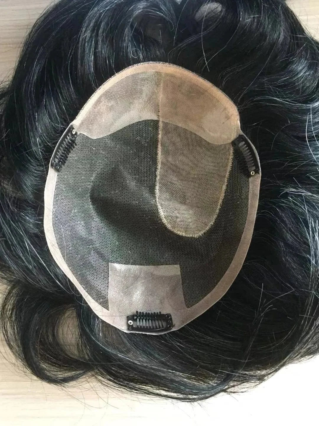 Chinese human hair men toupee thin skin french lace mono center poly replacement system men's skin toupee