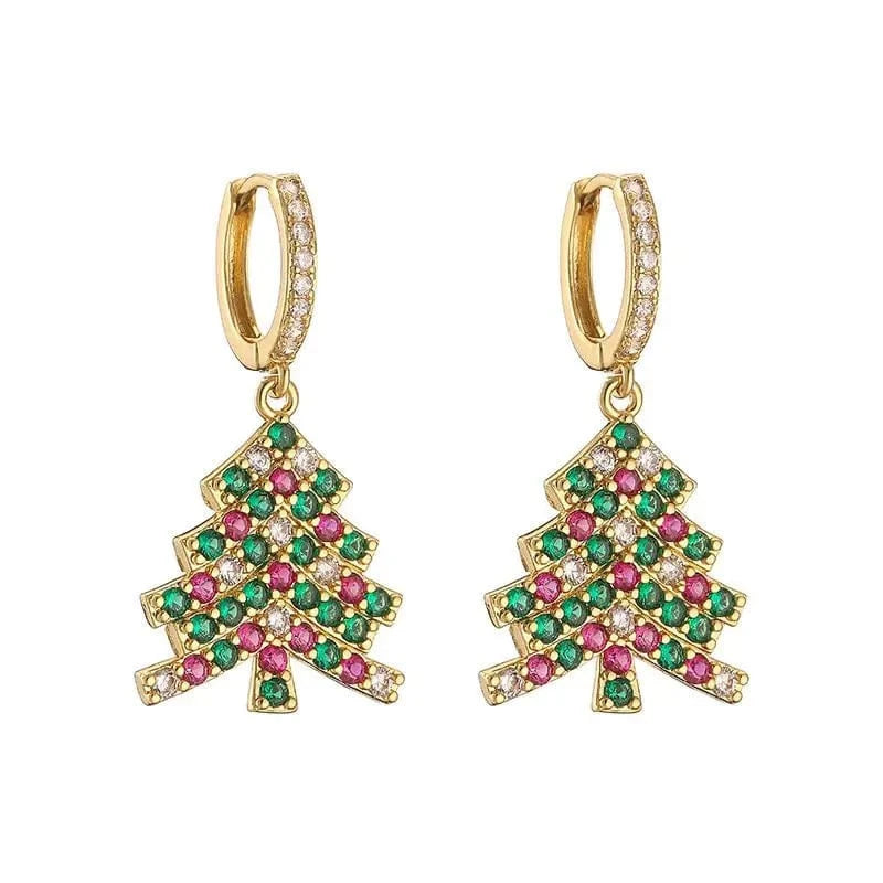 Christmas fashion beautiful festive atmosphere colorful synthetic zircon earrings ED1001