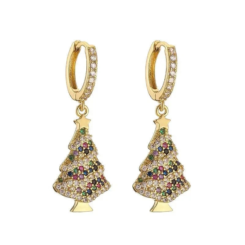 Christmas fashion beautiful festive atmosphere colorful synthetic zircon earrings ED1001