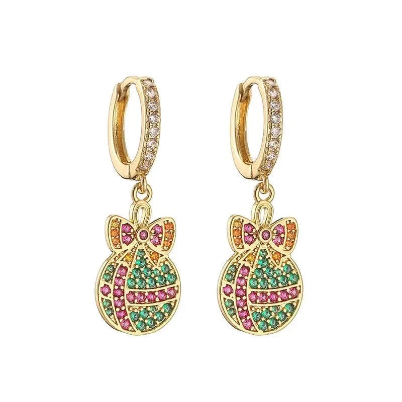 Christmas fashion beautiful festive atmosphere colorful synthetic zircon earrings ED1001