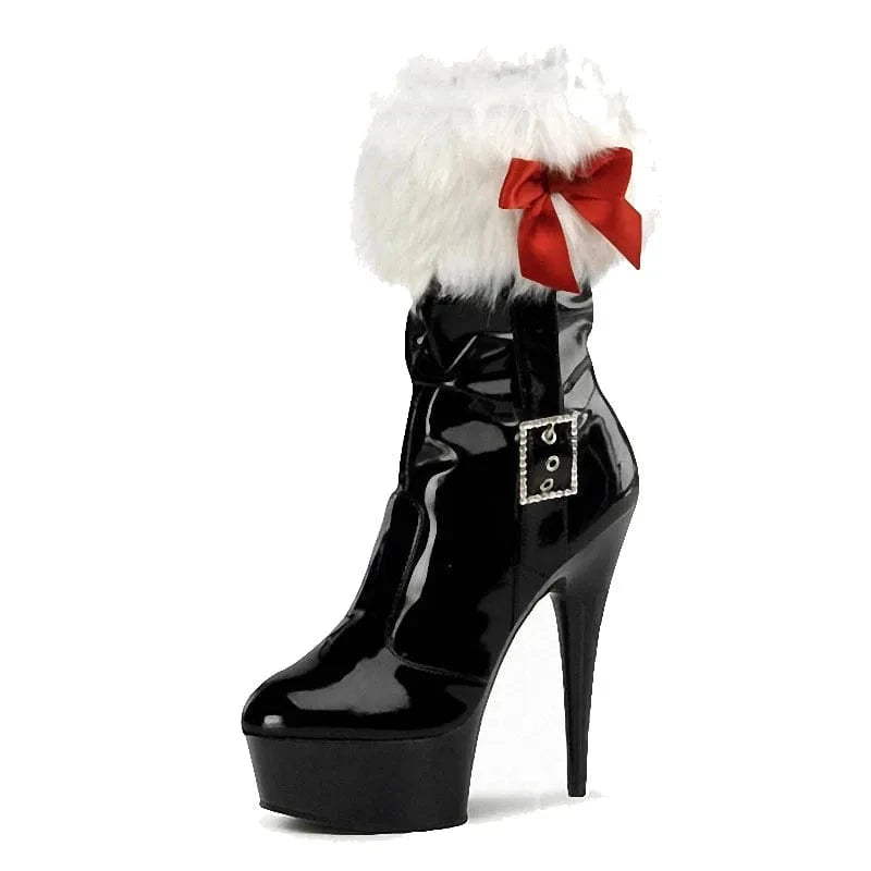 Christmas low boots 15cm high heels water and American nightclubs and high heels 15cm high heels dance shoes