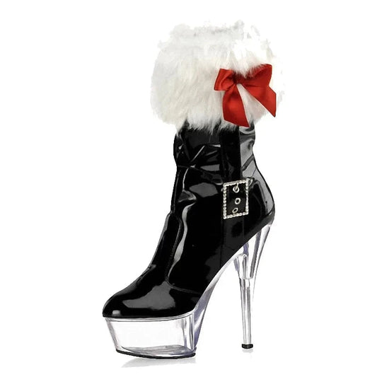 Christmas low boots 15cm high heels water and American nightclubs and high heels 15cm high heels dance shoes