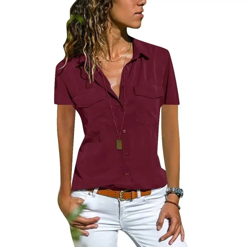 Claret / S Basics Shirts Tops for Women 2024 Spring Summer Korea Casual Blouse Femal Clothing Fashion Solid Y2K Crop T-shirt Tee Blusas XL