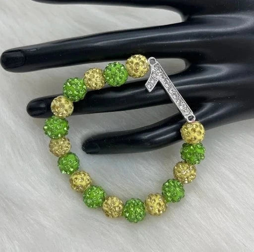 classic / 1 Elastic Green and Yellow Beads Bracelet Chi Eta Phi Greek Sorority Xho 1932 Bracelet Jewelry Women's Fashion Accessories