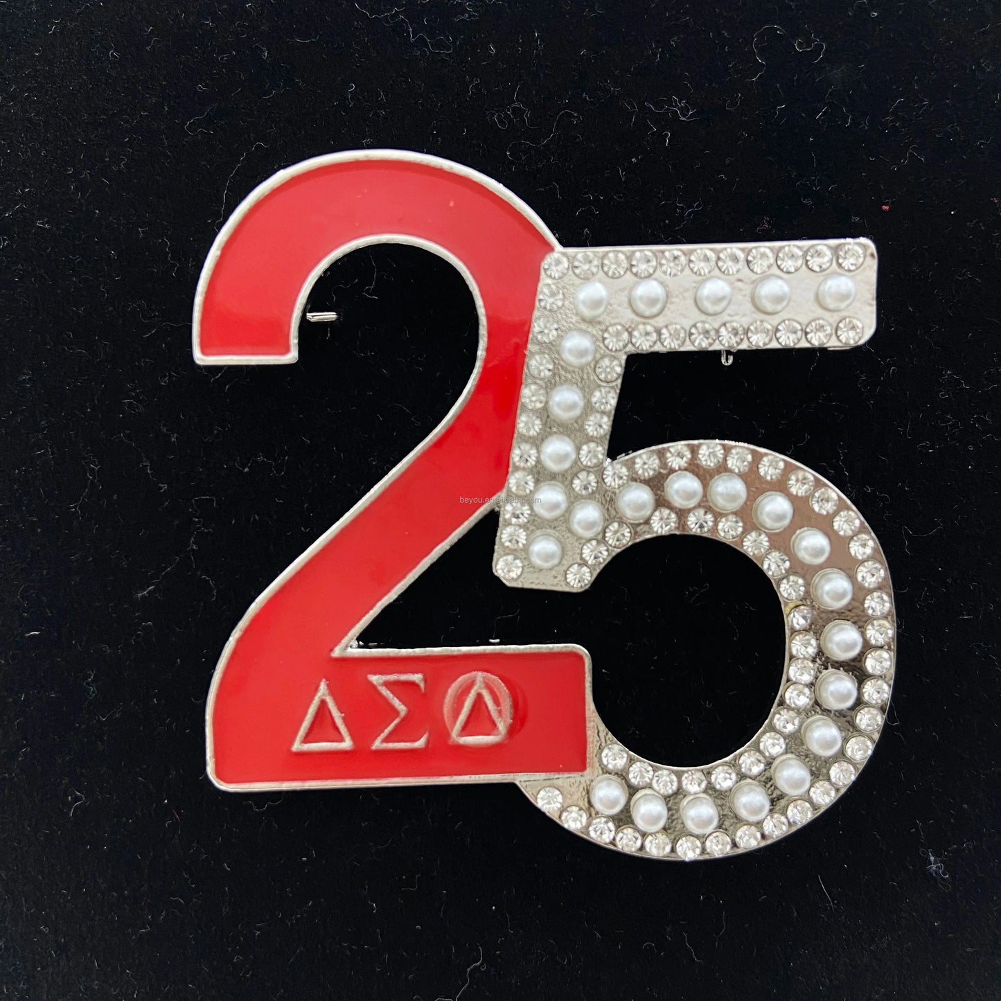 classic / 1 / Silver Plated LARGE Delta Sigma Theta 25th Silver Anniversary Pin DST Brooch Scholarship Sisterhood 25th Deltaversary Pearl Lapel Pin Jewelry