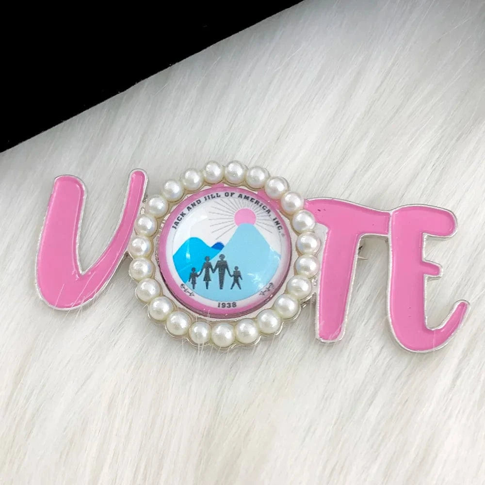 classic / 1 / Silver Plated Pink Blue Greek Sorority Jack and Jill VOTE Pearls Brooch JJ Lapel Pin for Women Girl Graduation Gift Jewelry