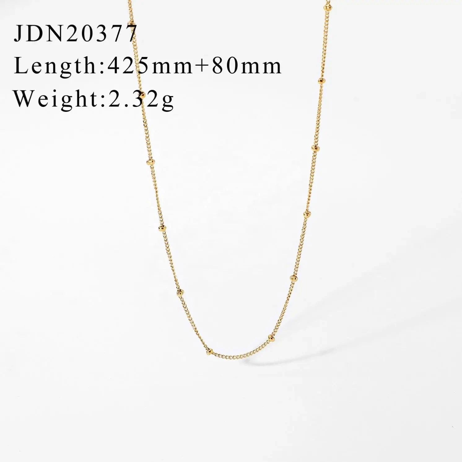 Classic / 18inches / N2461 N2461 Dainty 18K Gold Plated Stainless Steel Thin Bead Chain Chokers Necklace Minimalist for Women