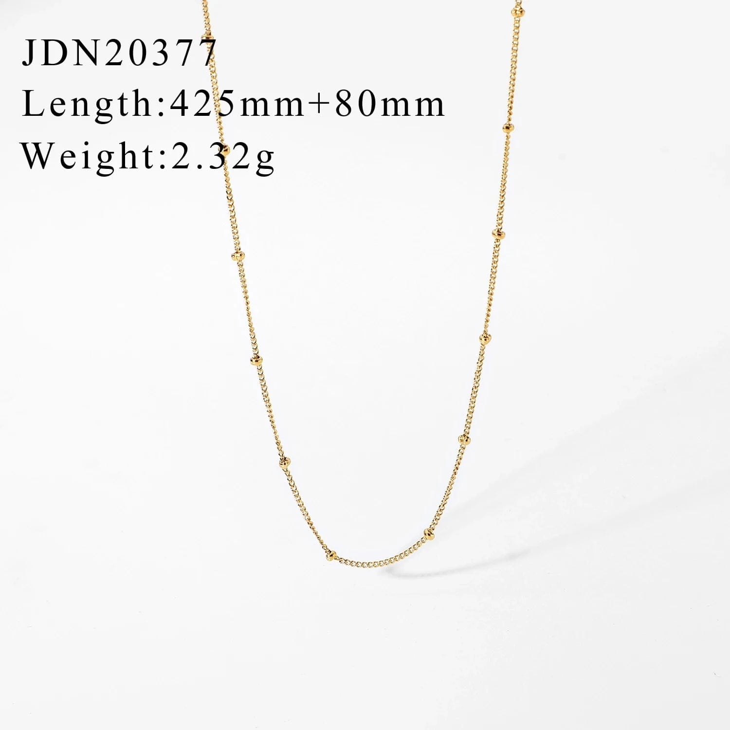 Classic / 18inches / N2461 N2461 Dainty 18K Gold Plated Stainless Steel Thin Bead Chain Chokers Necklace Minimalist for Women