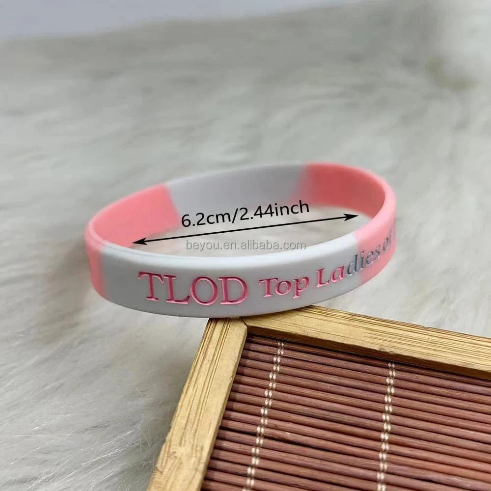 classic / 19CM / TLOD Top Ladies of Distinction Silicone bracelet sorority TLOD Pink White Wristbands PVC Bracelet Fellowship Rubber Bracelets