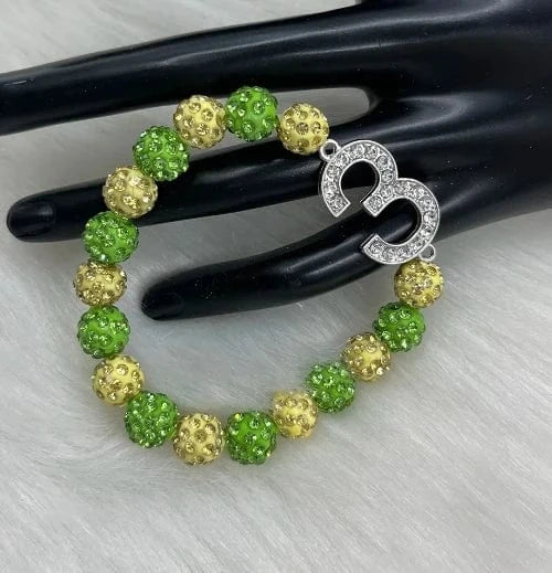classic / 3 Elastic Green and Yellow Beads Bracelet Chi Eta Phi Greek Sorority Xho 1932 Bracelet Jewelry Women's Fashion Accessories