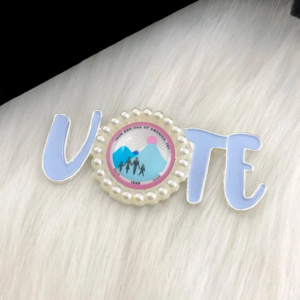 classic / 5 / Silver Plated Pink Blue Greek Sorority Jack and Jill VOTE Pearls Brooch JJ Lapel Pin for Women Girl Graduation Gift Jewelry