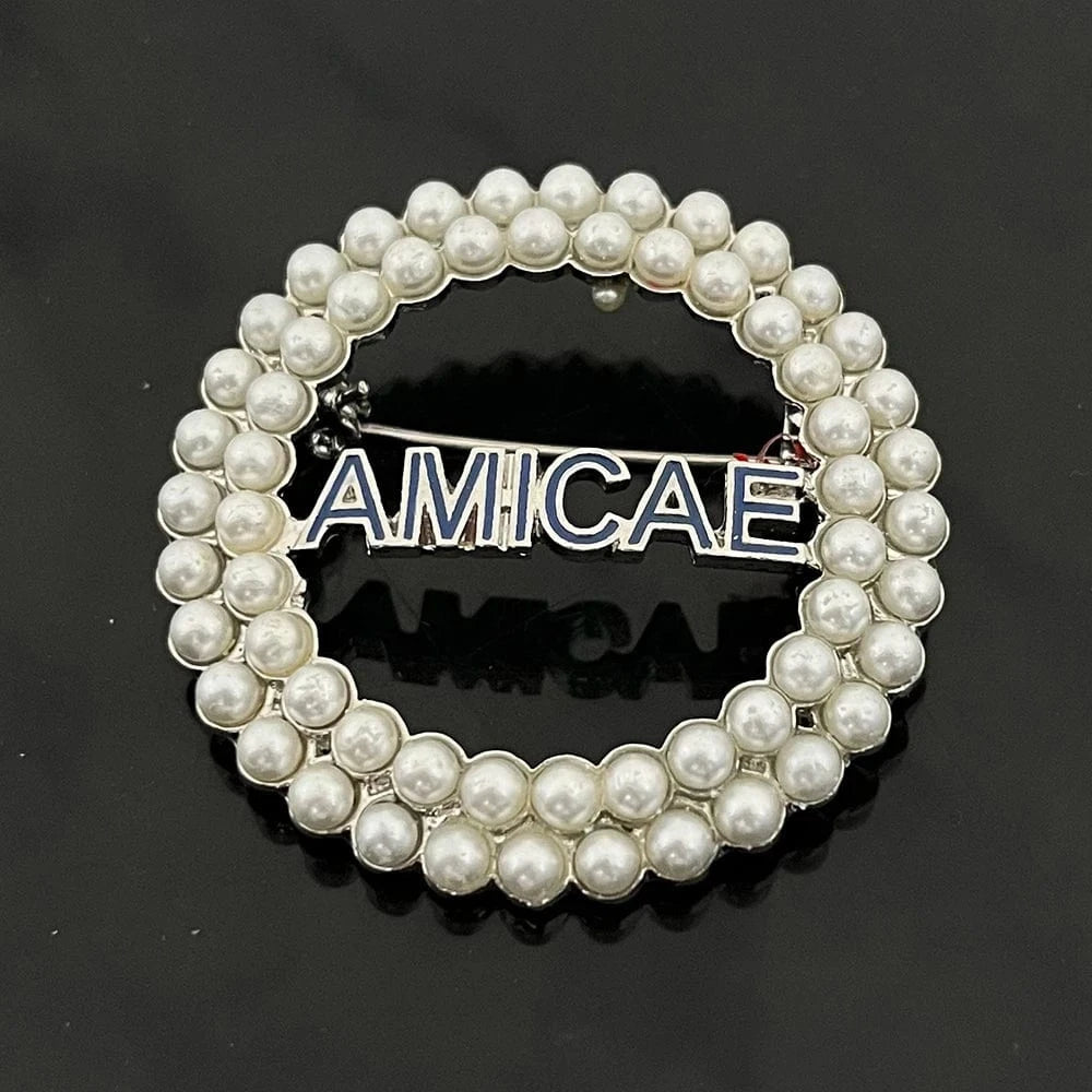 classic / Amicae / Blue White Zinc Plated Greek Letter Large Z Baby Dark Blue Rhinestone Amicae Brooch Pins Elegant Zeta Amicae Alloy Brooch For Women Jewelry Accessories