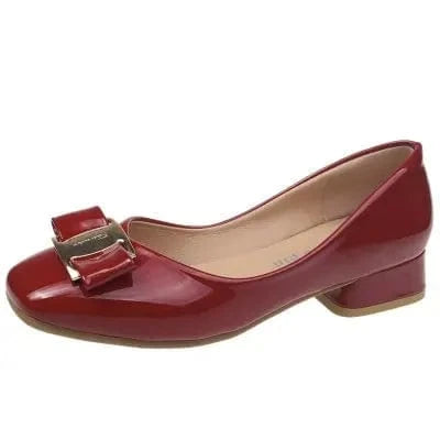 Classic Bridal Wedding Shoes Woman Metal Decoration Pumps Bowknot High Heel Designer Brand Chunky Heels Shoes Ladies Dress Pumps