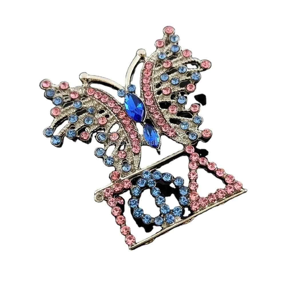 classic / butterfly / Silver Plated Pink Sky Blue Rhinestone Gamma Phi Delta Brooch  Butterfly Letter Sisterhood Sorority Lapel Pins Women Party Decor Jewelry