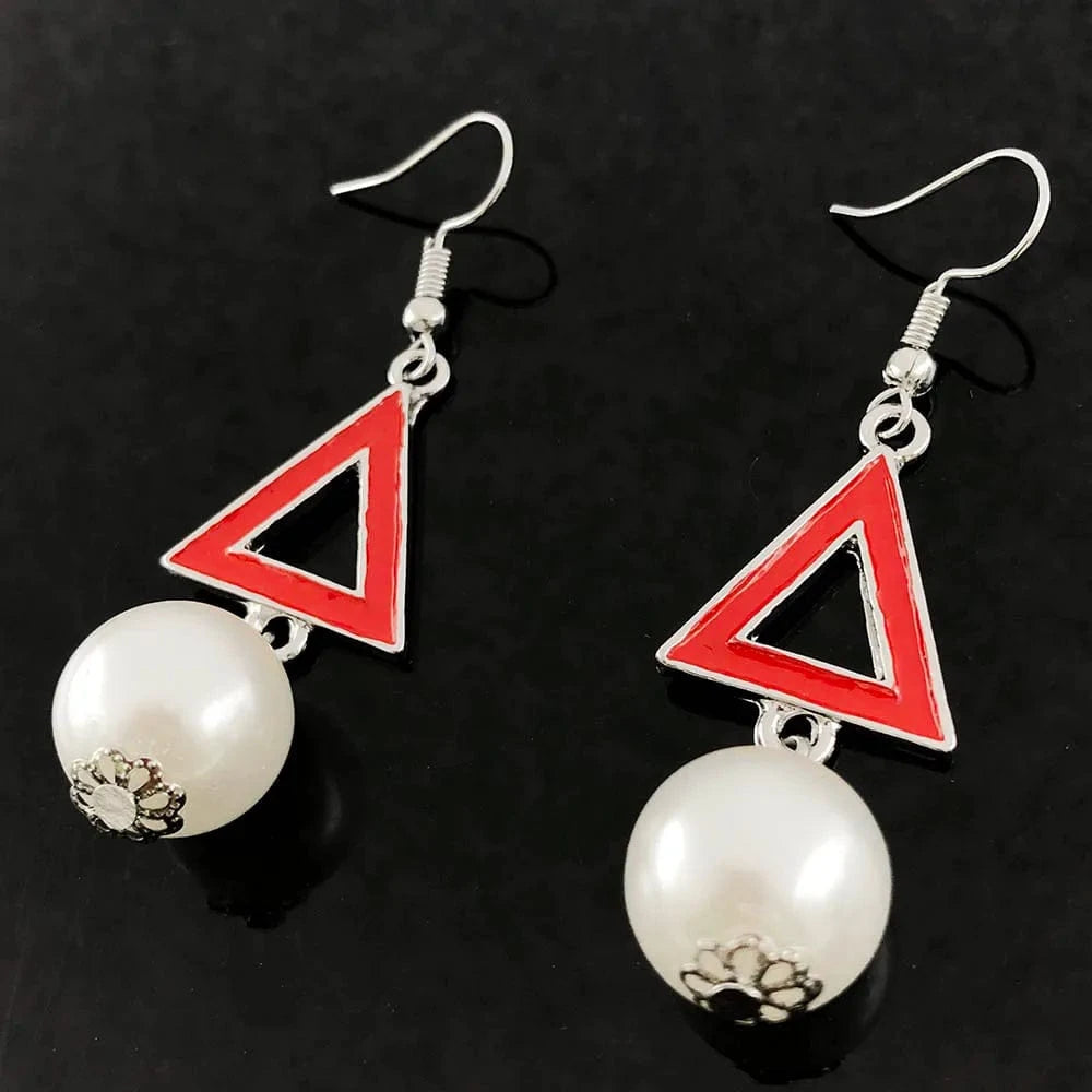 classic / classic / 1 New Handmade Custom Greek Sorority Metal Alloy Greek Letter Triangle Pear Charms Woman Pendant Earring Jewelry