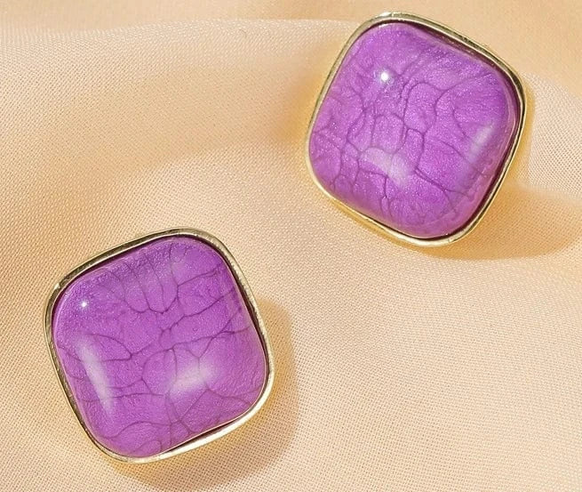classic / classic / 7 Purple Flower Series Fabric Acrylic Ear Stud Fashion Pierce Wedding Holiday Party Earring Jewelry Gift