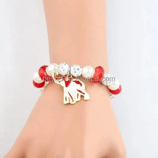 classic / Gold Delta Sigma Greek Sorority Gifts Red White Elephant Bracelet for Women Girl Sister Paraphernalia Graduation Gift