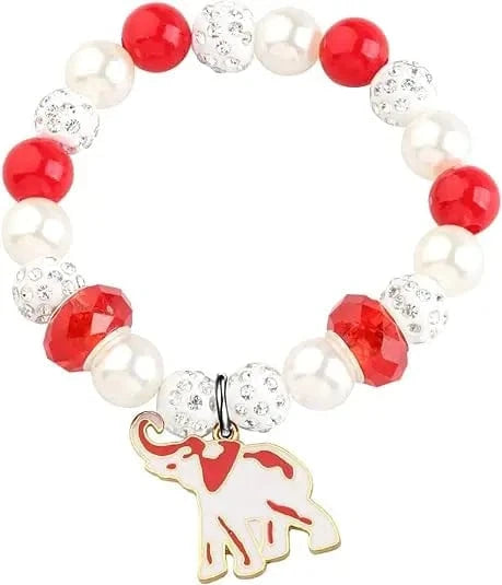 classic / Gold Delta Sigma Greek Sorority Gifts Red White Elephant Bracelet for Women Girl Sister Paraphernalia Graduation Gift