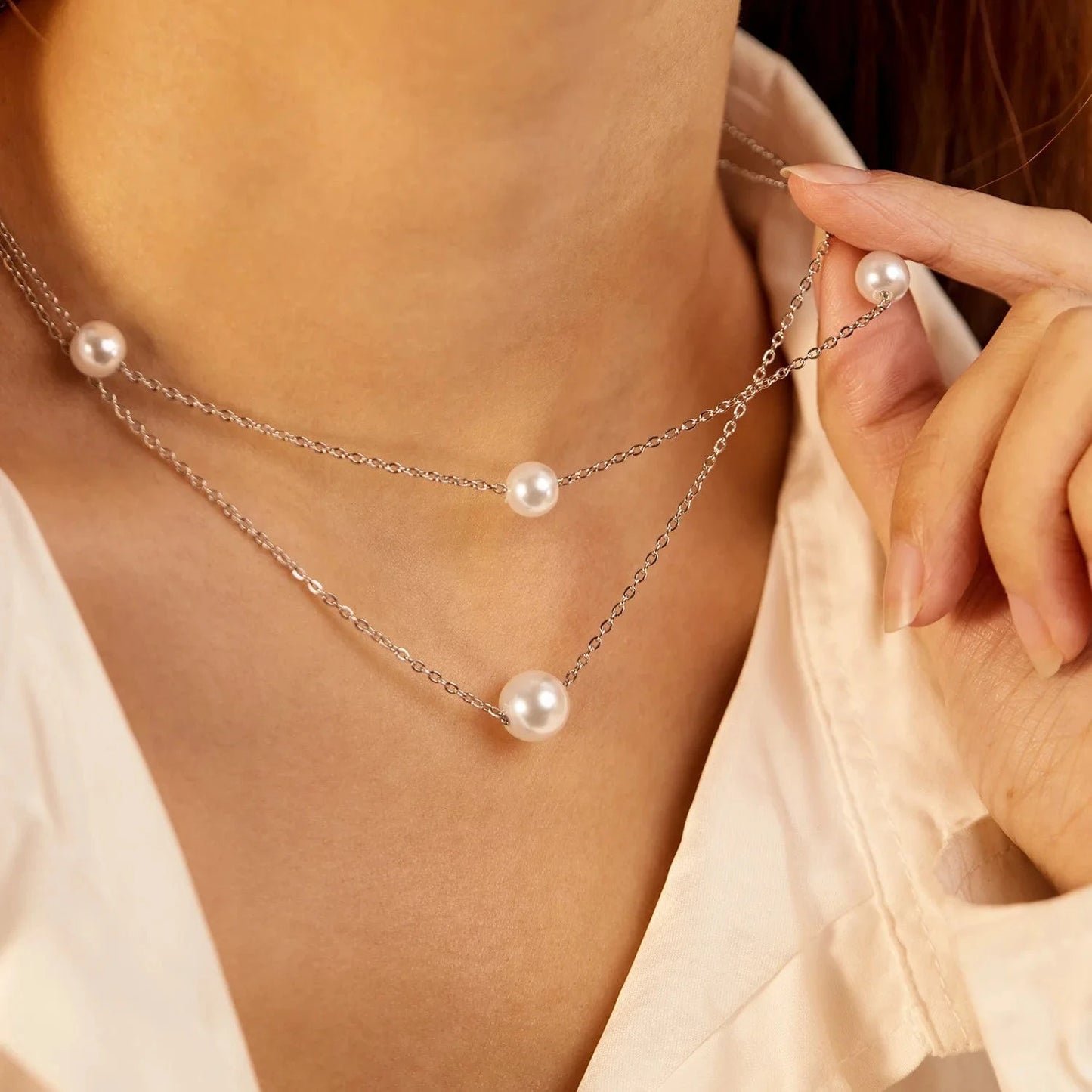 Classic Gold Plated Stacked Stainless Steel Jewelry Unisex Charm Necklace for Wedding Party or Engagement Perfect Gift