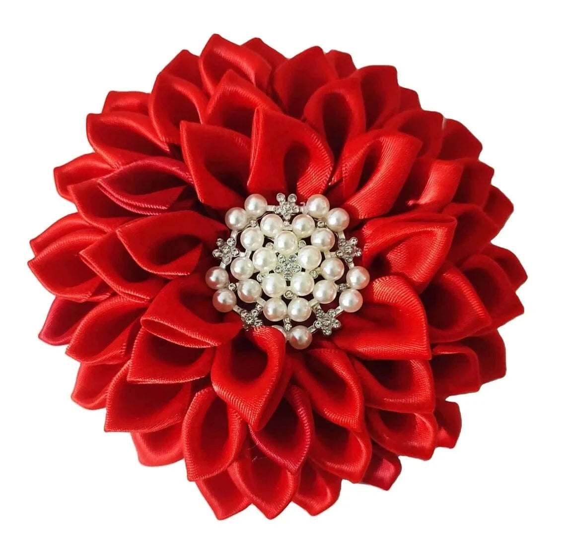 classic / Red / Other Customized Handmade Ruby Rose Delta Sorority Flower Pearl Accenets Delta Crimson Flower Corsage Saint Ribbon Brooch