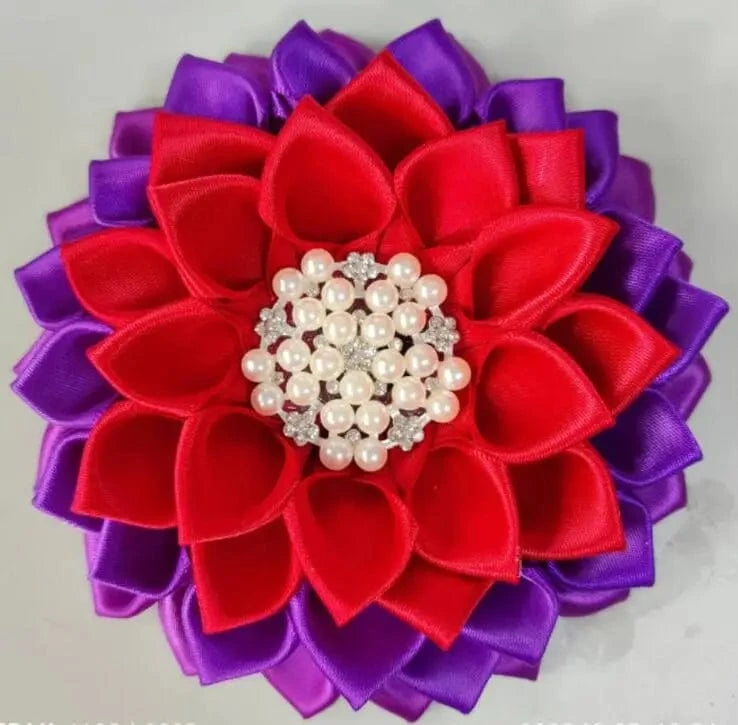 classic / Red purple / Other DST Ruby Cream Rose Delta Sorority Pearl Accenets Crimson Flower Corsage Saint Ribbon Red Custom Brooch Formal Events Lapel Pin