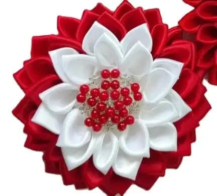 classic / Red white 2 / Other DST Ruby Cream Rose Delta Sorority Pearl Accenets Crimson Flower Corsage Saint Ribbon Red Custom Brooch Formal Events Lapel Pin