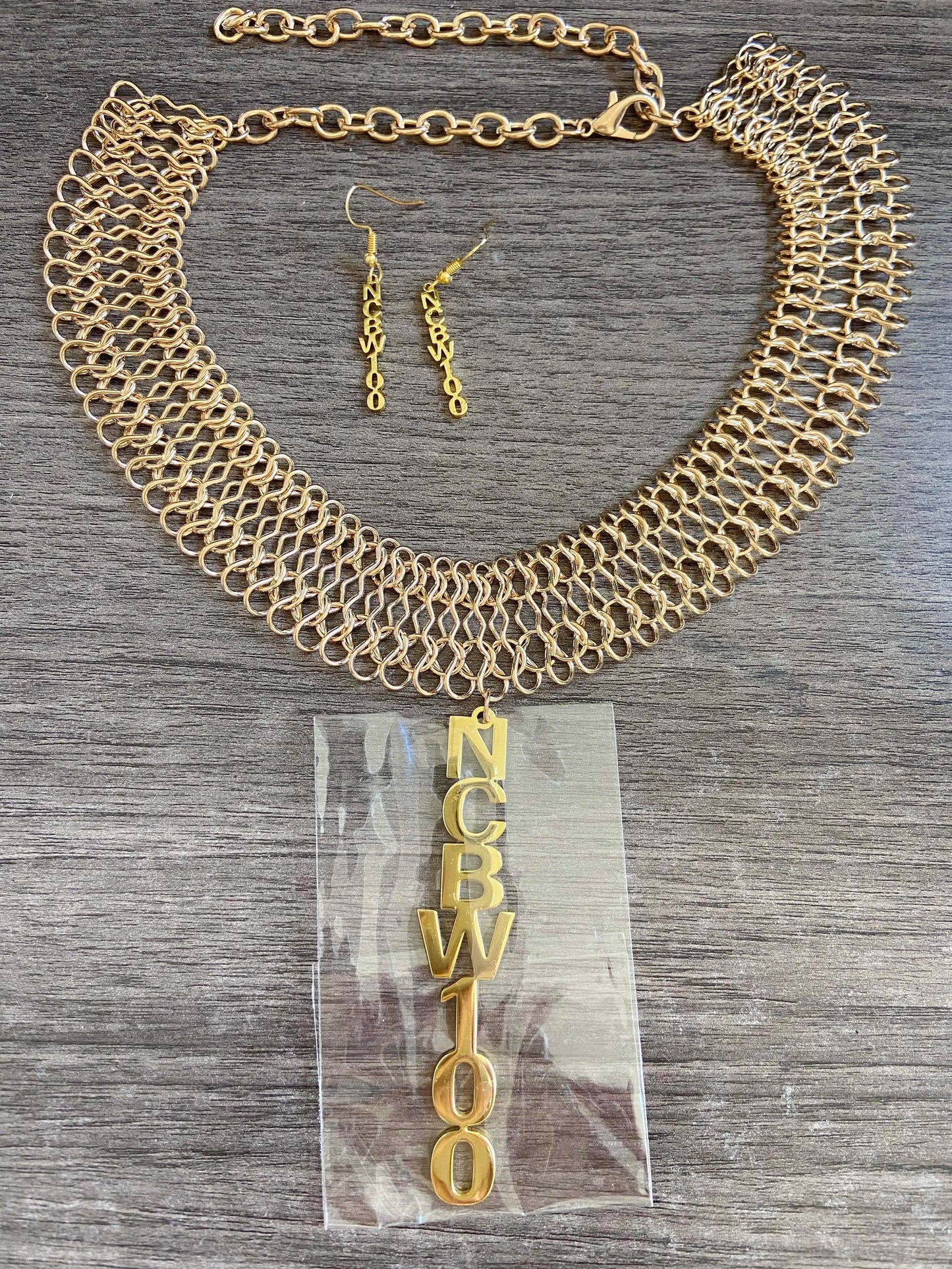 classic / set NCBW100 Letter Stainless Steel Gold Earring Necklace Vertical Alphabet Jewelry Set Hot-selling Gifts Jewelry