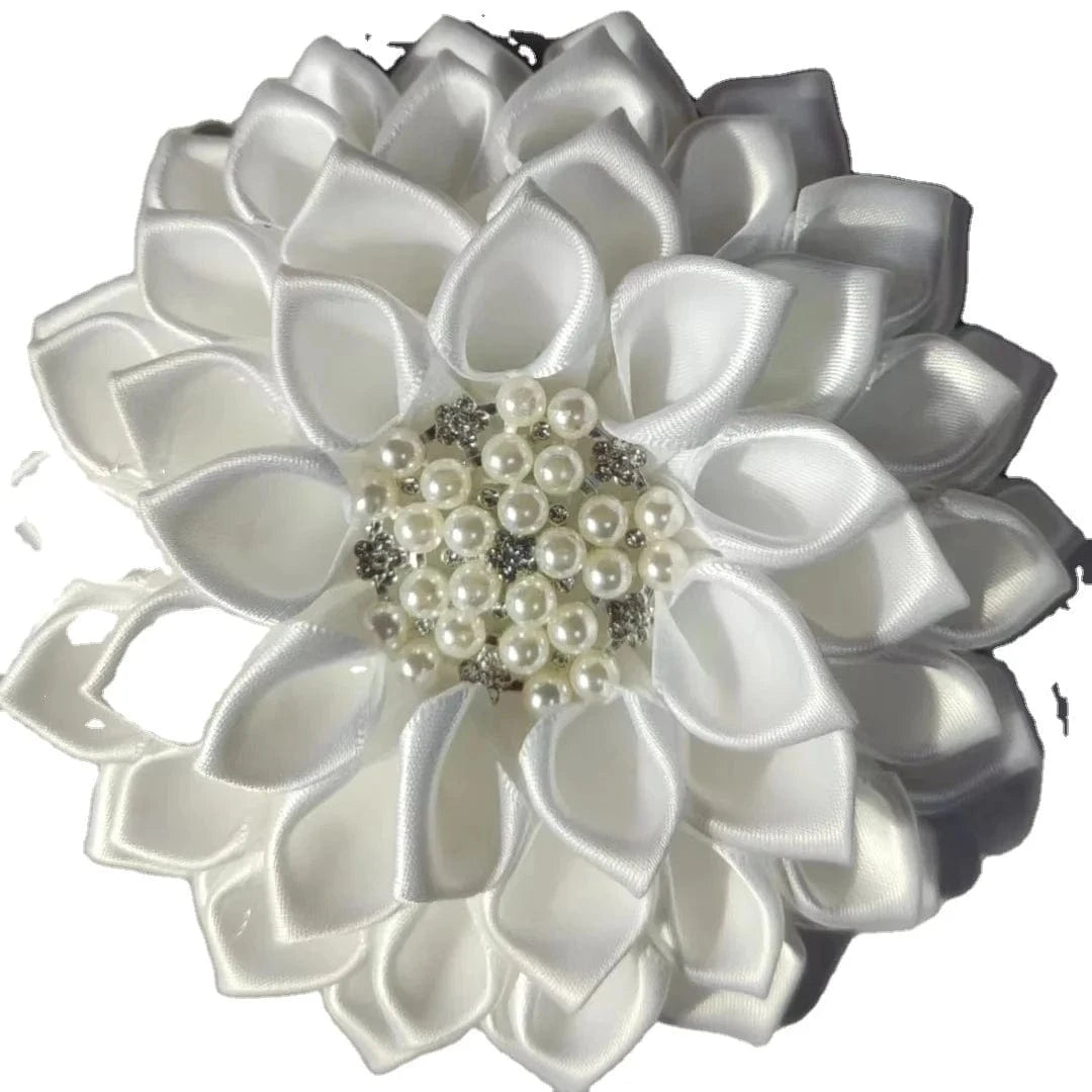 classic / White / Other Customized Handmade Ruby Rose Delta Sorority Flower Pearl Accenets Delta Crimson Flower Corsage Saint Ribbon Brooch