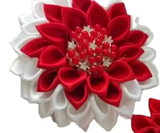 classic / White red 3 / Other Customized Handmade Ruby Rose Delta Sorority Flower Pearl Accenets Delta Crimson Flower Corsage Saint Ribbon Brooch