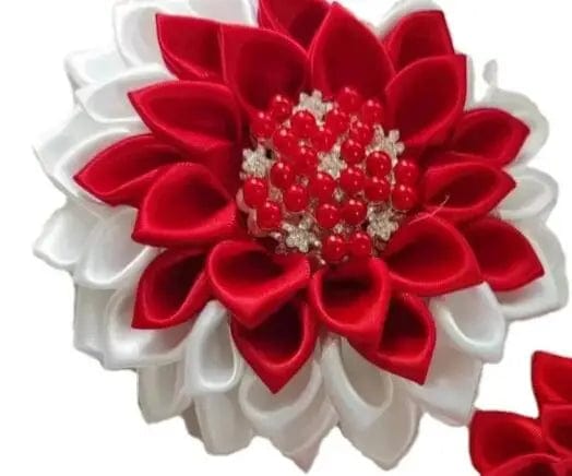 classic / White red 3 / Other DST Ruby Cream Rose Delta Sorority Pearl Accenets Crimson Flower Corsage Saint Ribbon Red Custom Brooch Formal Events Lapel Pin