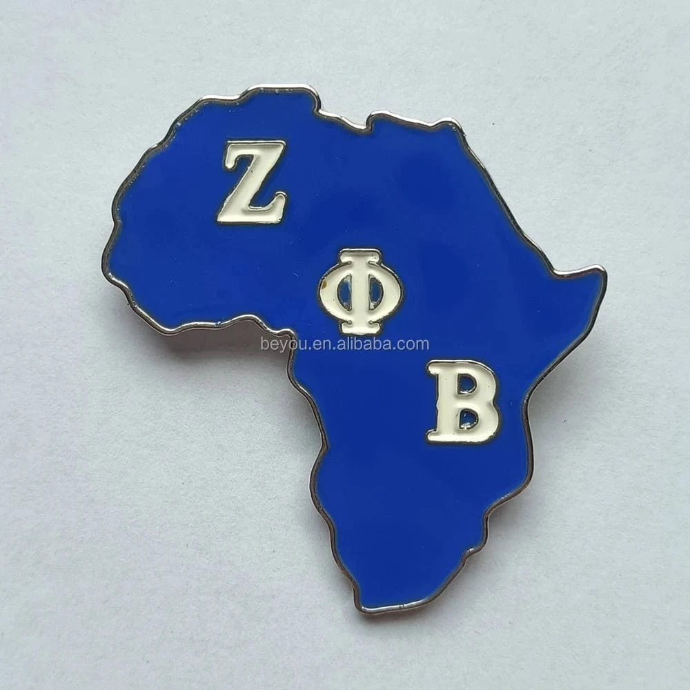 classic / zpb / Silver Plated ZPB DST Africa Map Shape Brooch Letter Enamel Badge Lapel Pin Africa Map Brooch Club Society Member Party Gift Brooches Jewelry